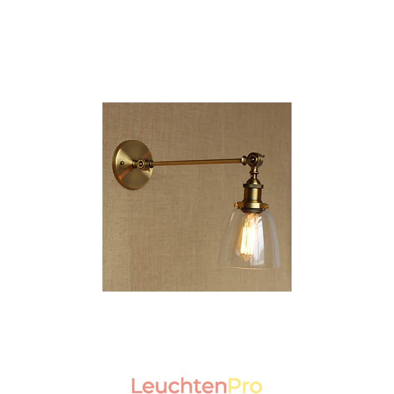 The Iron Glass Bronze Brass Arm Style Retro Creative American Country Hall Bedroom Wall Lamp