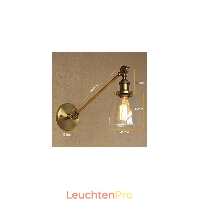 The Iron Glass Bronze Brass Arm Style Retro Creative American Country Hall Bedroom Wall Lamp