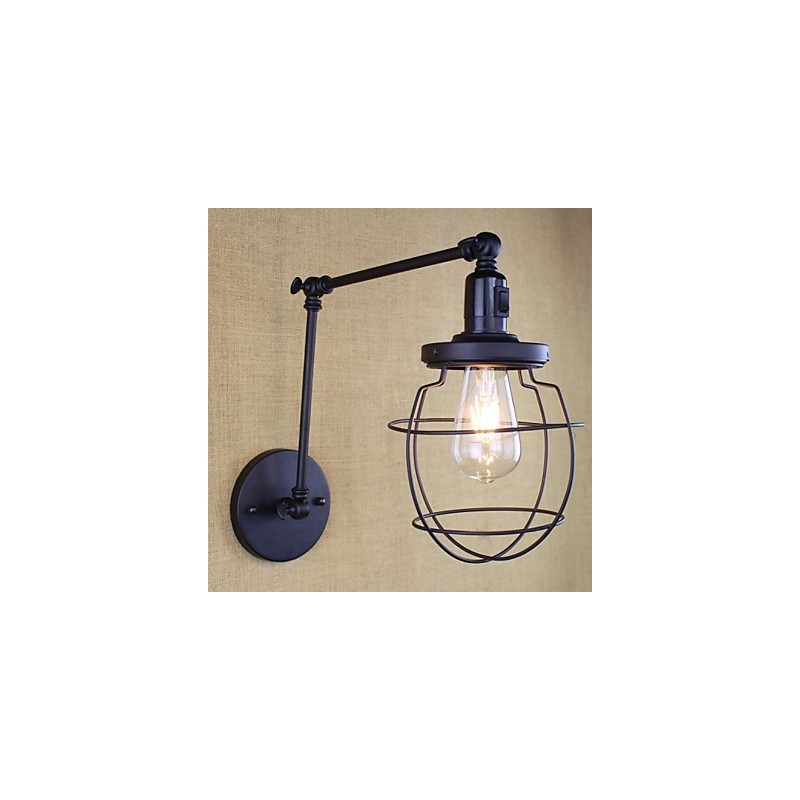 Stil Bett Hotel Restaurant Projekt Eisen Arm Doppel Retro Vintage Schwarz Gürtel Wand Lampe Schalter