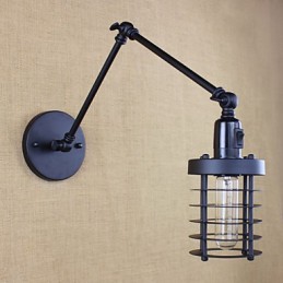 Stil Bett Hotel Restaurant Projekt Eisen Arm Doppel Retro Vintage Schwarz Gürtel Wand Lampe Schalter