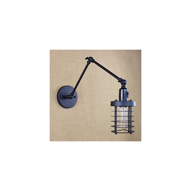 Stil Bett Hotel Restaurant Projekt Eisen Arm Doppel Retro Vintage Schwarz Gürtel Wand Lampe Schalter