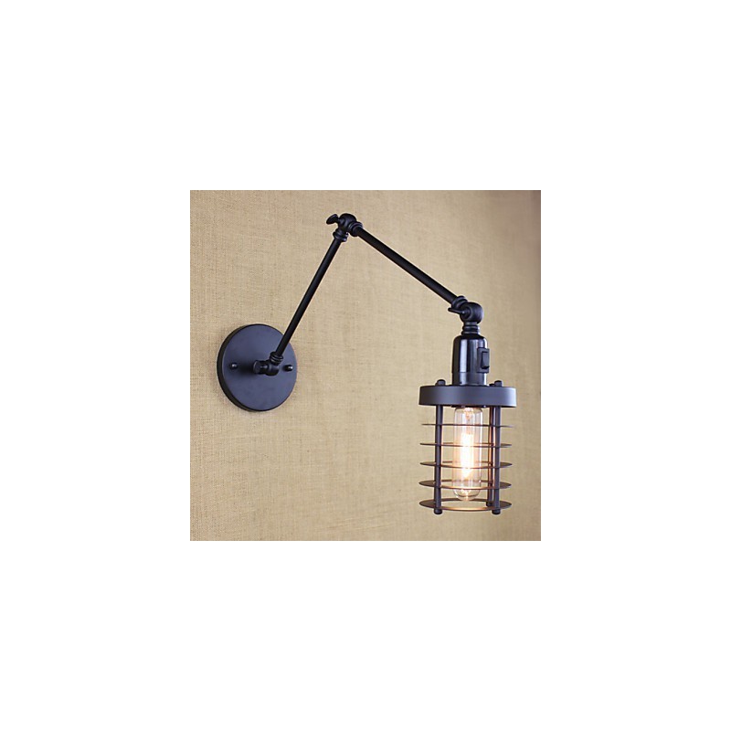 Stil Bett Hotel Restaurant Projekt Eisen Arm Doppel Retro Vintage Schwarz Gürtel Wand Lampe Schalter