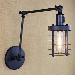 Stil Bett Hotel Restaurant Projekt Eisen Arm Doppel Retro Vintage Schwarz Gürtel Wand Lampe Schalter