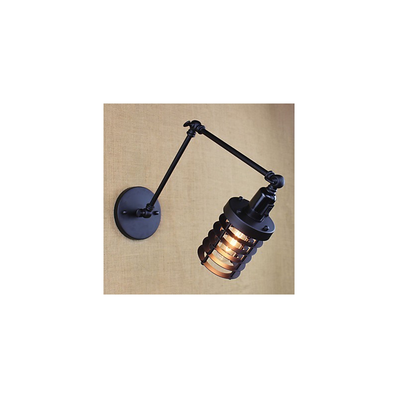 Stil Bett Hotel Restaurant Projekt Eisen Arm Doppel Retro Vintage Schwarz Gürtel Wand Lampe Schalter