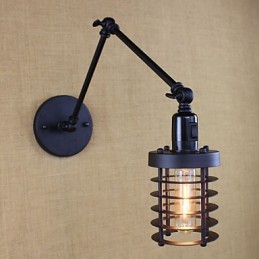 Stil Bett Hotel Restaurant Projekt Eisen Arm Doppel Retro Vintage Schwarz Gürtel Wand Lampe Schalter