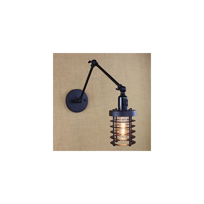 Stil Bett Hotel Restaurant Projekt Eisen Arm Doppel Retro Vintage Schwarz Gürtel Wand Lampe Schalter