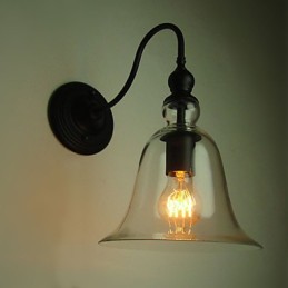 Vintage Wandleuchte Einflammig Stahl und Glas