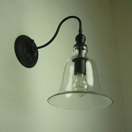 Vintage Wandleuchte Einflammig Stahl und Glas
