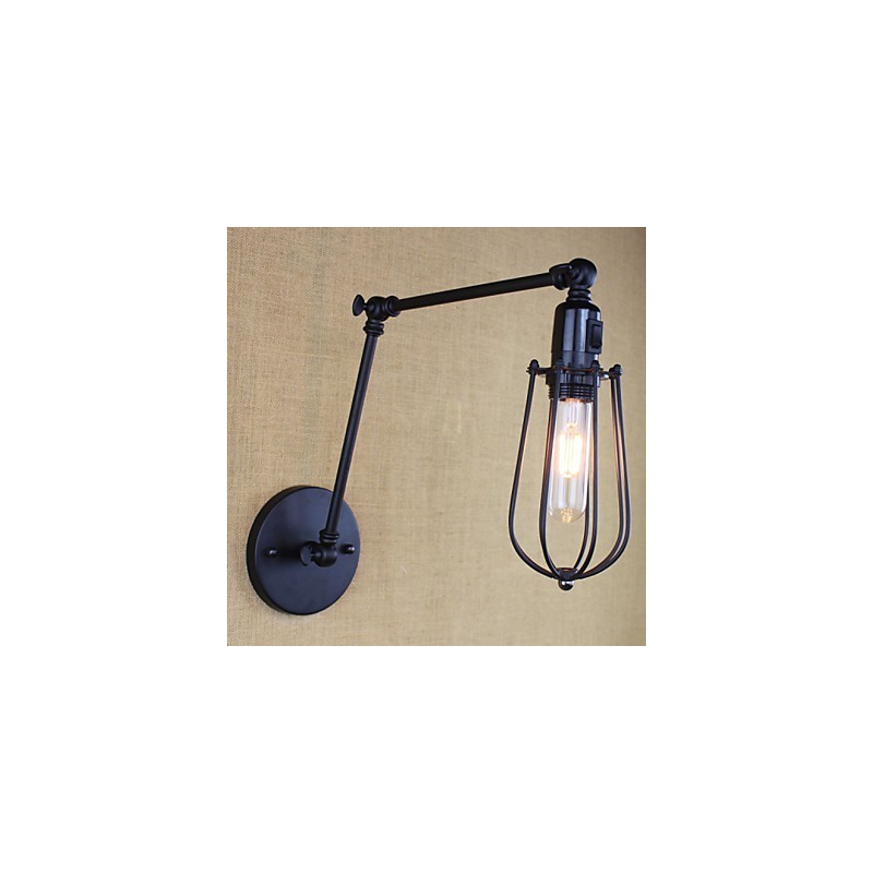 Stil Bett Hotel Restaurant Projekt Eisen Arm Doppel Retro Vintage Schwarz Gürtel Wand Lampe Schalter