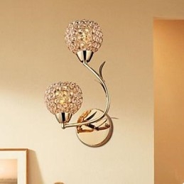 Vertraglich und zeitgenössische goldene doppelköpfige K9 Kristallwandlampe