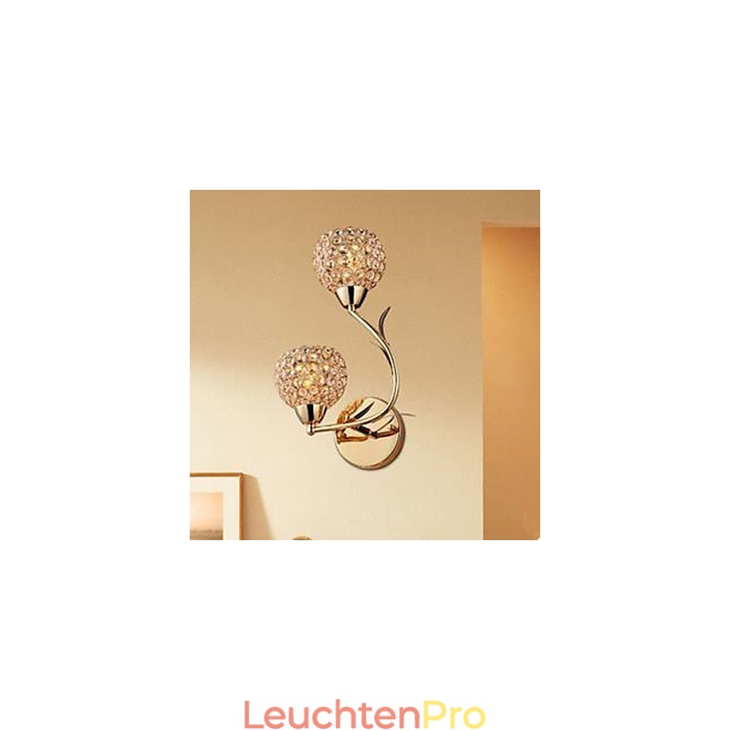 Vertraglich und zeitgenössische goldene doppelköpfige K9 Kristallwandlampe