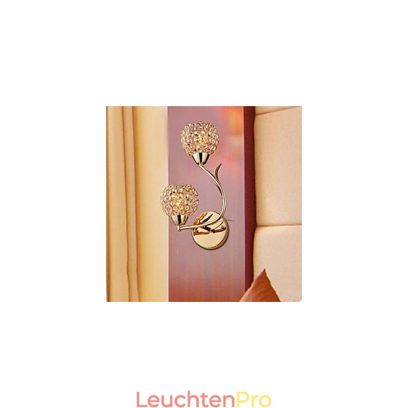 Vertraglich und zeitgenössische goldene doppelköpfige K9 Kristallwandlampe