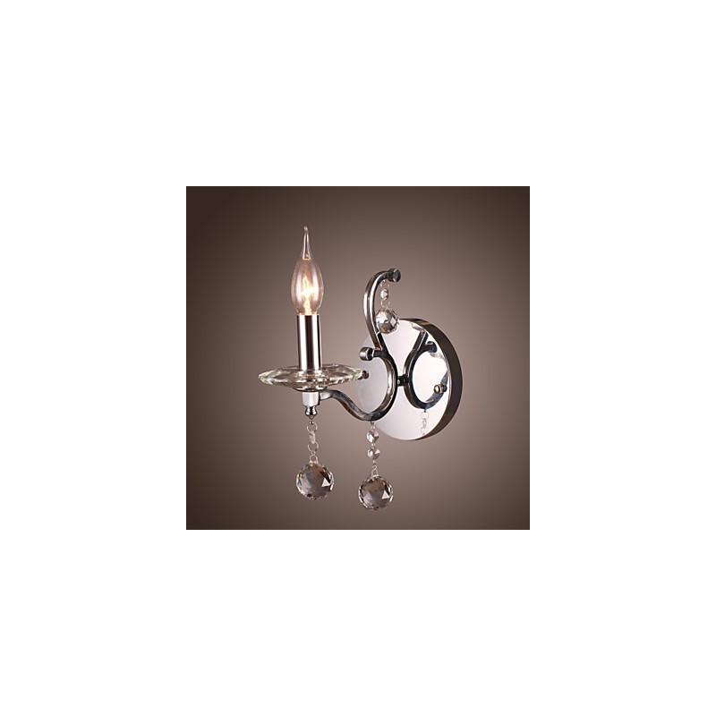 Silberne Kristall-Wandleuchte mit 1 Licht