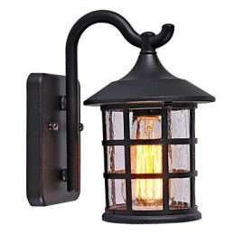 Antike rustikale Eisen wasserdichte Außenwandlampe Vintage Laternenlicht Rostig Mattschwarz Korridor Flur Wandleuchte