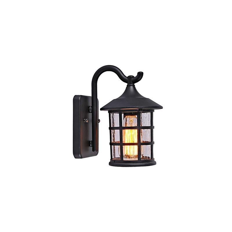 Antike rustikale Eisen wasserdichte Außenwandlampe Vintage Laternenlicht Rostig Mattschwarz Korridor Flur Wandleuchte
