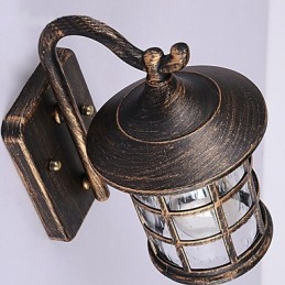 Antike rustikale Eisen wasserdichte Außenwandlampe Vintage Laternenlicht Rostig Mattschwarz Korridor Flur Wandleuchte