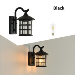 Antike rustikale Eisen wasserdichte Außenwandlampe Vintage Laternenlicht Rostig Mattschwarz Korridor Flur Wandleuchte