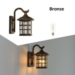 Antike rustikale Eisen wasserdichte Außenwandlampe Vintage Laternenlicht Rostig Mattschwarz Korridor Flur Wandleuchte
