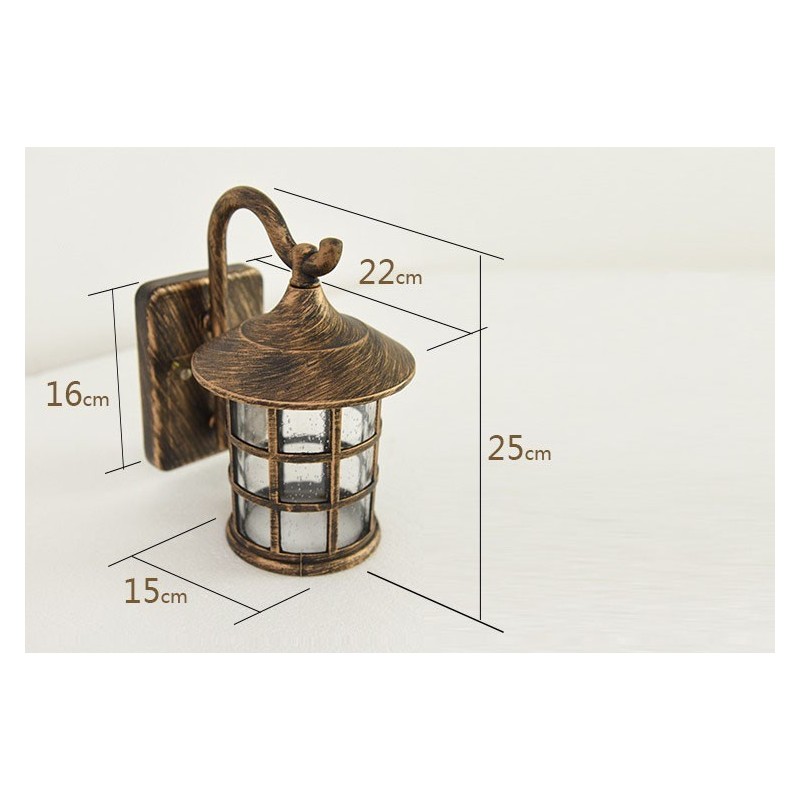 Antike rustikale Eisen wasserdichte Außenwandlampe Vintage Laternenlicht Rostig Mattschwarz Korridor Flur Wandleuchte