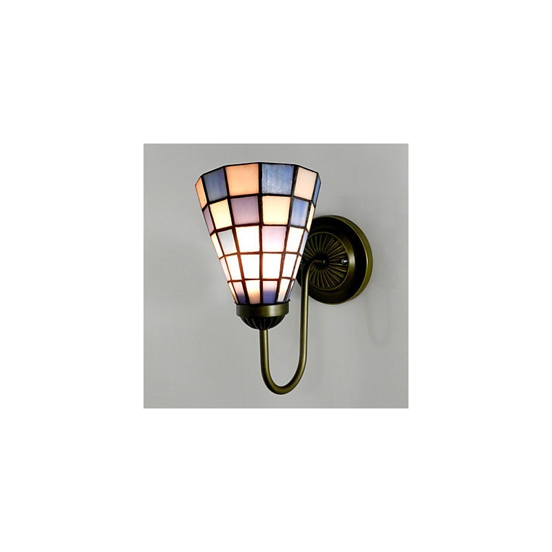 15CM Zeitgenössische und vertraglich Buntglaslampe Wandleuchte Inn Blaue und weiße Quadrate Lichter
