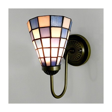 15CM Zeitgenössische und vertraglich Buntglaslampe Wandleuchte Inn Blaue und weiße Quadrate Lichter 15CM Zeitgenössische und vertraglich Buntglaslampe Wandleuchte Inn Blaue und weiße Quadrate Lichter