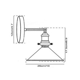 Industrielle Vintage Edison Simplicity 1 Licht Wandhalterung Esszimmer Arbeitszimmer Büro Flur Metall Wandleuchte