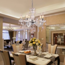 Upligh Chrom Deckenleuchte Kerze Licht Acryl Leuchte Kronleuchter Anhänger