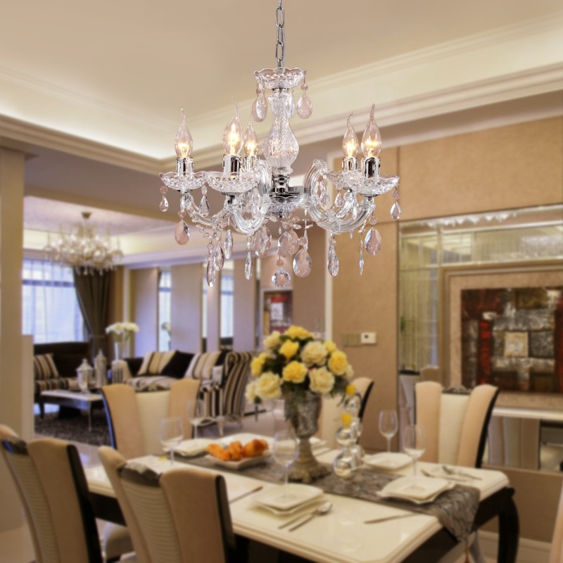 Upligh Chrom Deckenleuchte Kerze Licht Acryl Leuchte Kronleuchter Anhänger