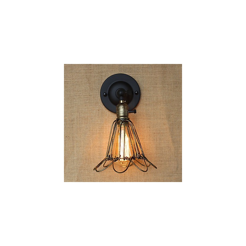 Amerikanischer Industriestil Zaun Eisen Mesh Bronze Dekorative Wandleuchte