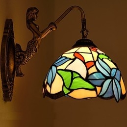 Europäische vertraglich ländliche kreative Schmiedeeisen Wandleuchte Glas Lichter