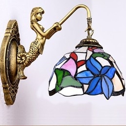 Europäische vertraglich ländliche kreative Schmiedeeisen Wandleuchte Glas Lichter