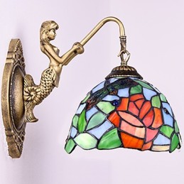 Europäische vertraglich ländliche kreative Schmiedeeisen Wandleuchte Glas Lichter