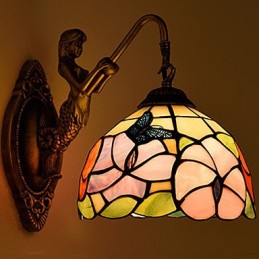 Europäische vertraglich ländliche kreative Schmiedeeisen Wandleuchte Glas Lichter