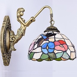 Europäische vertraglich ländliche kreative Schmiedeeisen Wandleuchte Glas Lichter