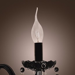 Schwarze Kristall-Wandleuchte mit Kerzenbirne