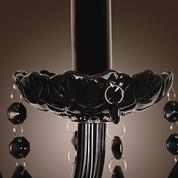 Schwarze Kristall-Wandleuchte mit Kerzenbirne
