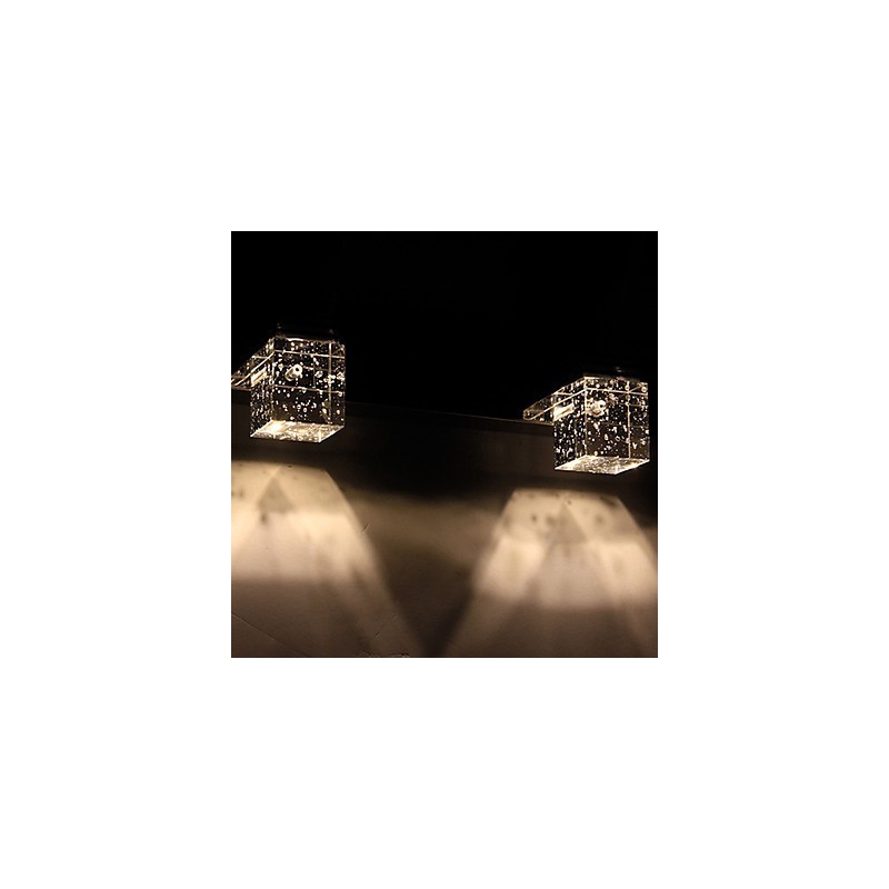 Moderne Wandleuchte mit Glasblasen-Kubus-Schirm im Spiegel-Frontstil