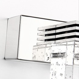 Moderne Wandleuchte mit Glasblasen-Kubus-Schirm im Spiegel-Frontstil