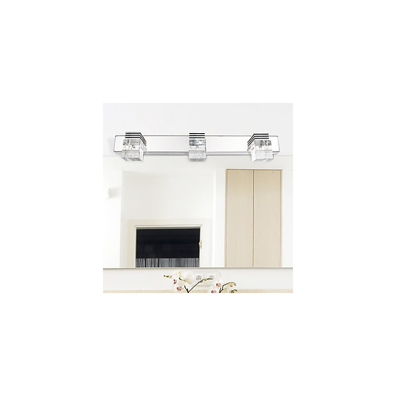 Moderne Wandleuchte mit Glasblasen-Kubus-Schirm im Spiegel-Frontstil