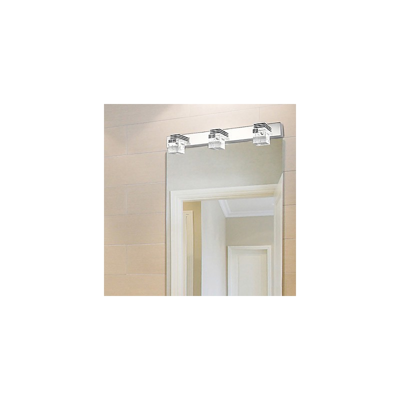 Moderne Wandleuchte mit Glasblasen-Kubus-Schirm im Spiegel-Frontstil