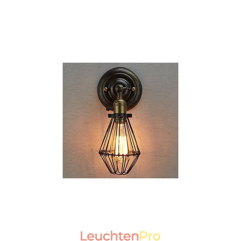 Industrielle Wandleuchte im Vintage-Stil mit Öffnungs- und Schließlicht, Käfiglampe, Loft-Stil, Wiederherstellung alter Wege, Wandlampe