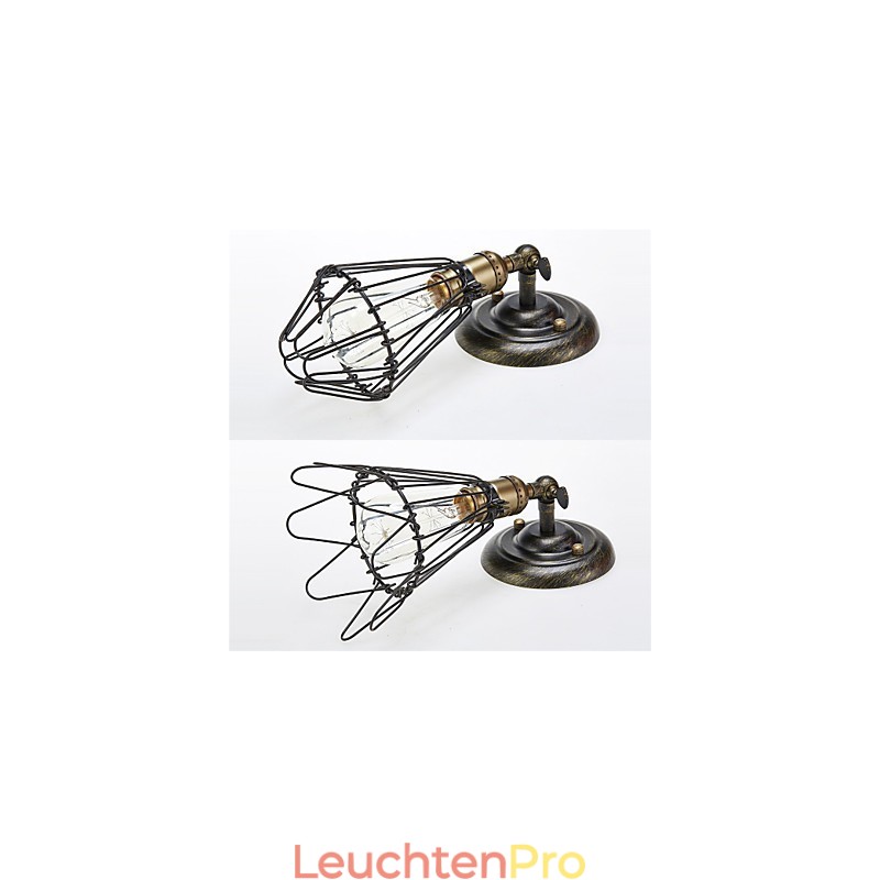 Industrielle Wandleuchte im Vintage-Stil mit Öffnungs- und Schließlicht, Käfiglampe, Loft-Stil, Wiederherstellung alter Wege, Wandlampe