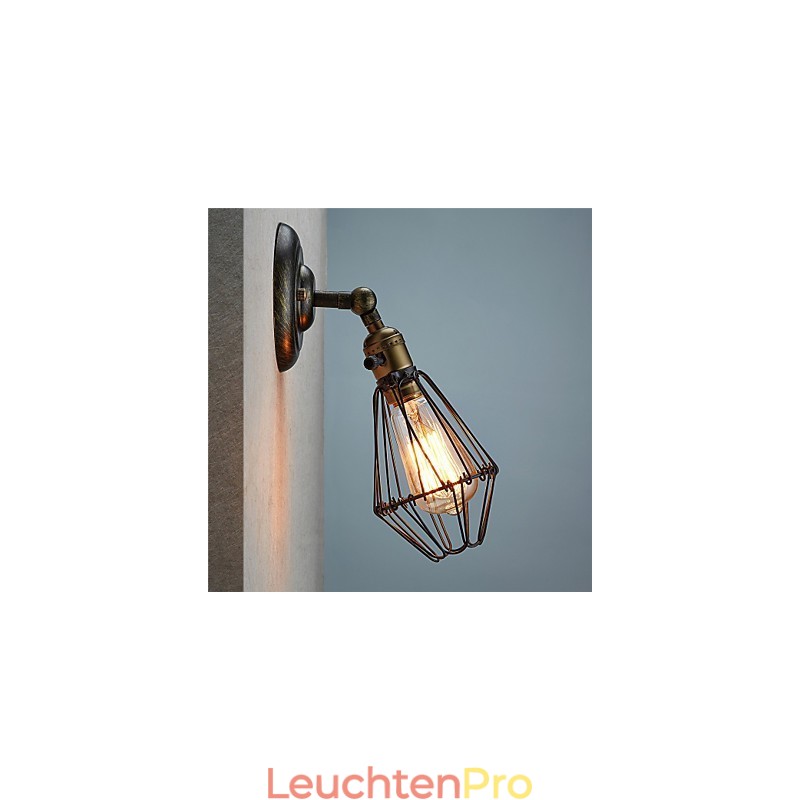 Industrielle Wandleuchte im Vintage-Stil mit Öffnungs- und Schließlicht, Käfiglampe, Loft-Stil, Wiederherstellung alter Wege, Wandlampe