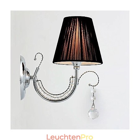 Moderne Wandleuchte mit Stoffschirm, Kronleuchter-Stil, Arm, Kristalltropfen Moderne Wandleuchte mit Stoffschirm, Kronleuchter-Stil, Arm, Kristalltropfen