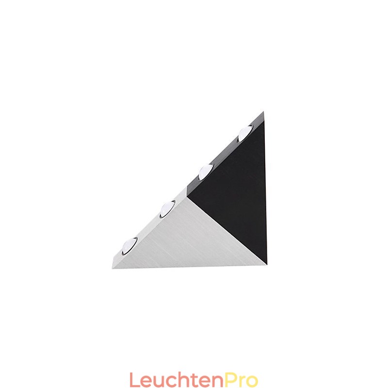 Moderne Wandleuchte in Schwarz und Silber mit schickem Dreiecksdesign