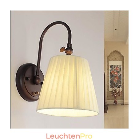 Wandleuchte aus Eisen mit Stoffschirm in 1 Licht Wandleuchte aus Eisen mit Stoffschirm in 1 Licht