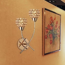 Kristallgoldene Wandleuchte in 2 Lichtern
