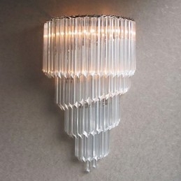 Wandleuchte in Chromoptik mit Kristallglasstreifen und 3 Lichtern