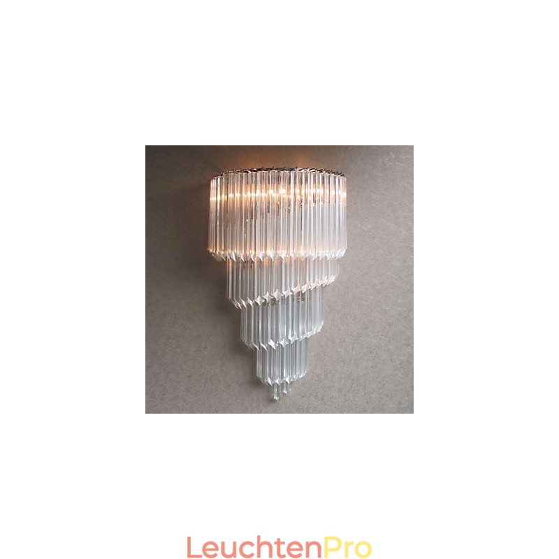 Wandleuchte in Chromoptik mit Kristallglasstreifen und 3 Lichtern