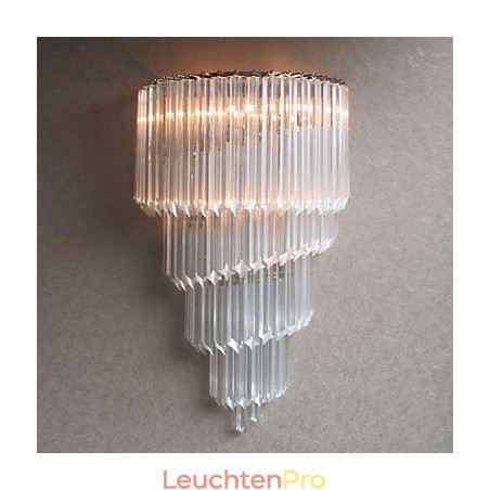 Wandleuchte in Chromoptik mit Kristallglasstreifen und 3 Lichtern